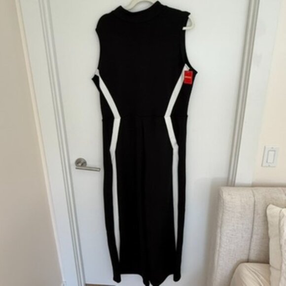 AirEssentials Womens Stripe Sleeveless Jumpsuit Black White Track Sz 1X NWT Boho - Picture 1 of 15